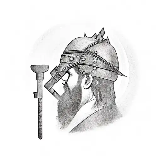 Norse Blacksmith Who Is Hammering While Wearing A Royal Crown