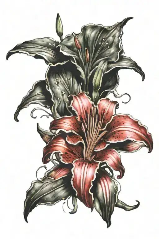 Red Lily Flower Drooping Down