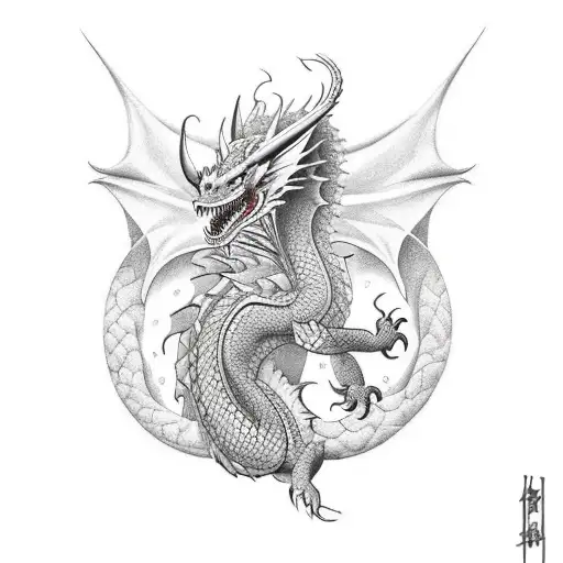 A Minimalist Tattoo Of A Dragon