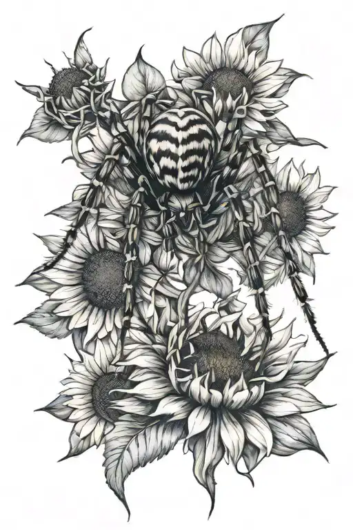 Spider And Sunflower