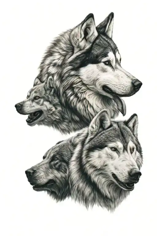 Aggressive Husky And Bear Head