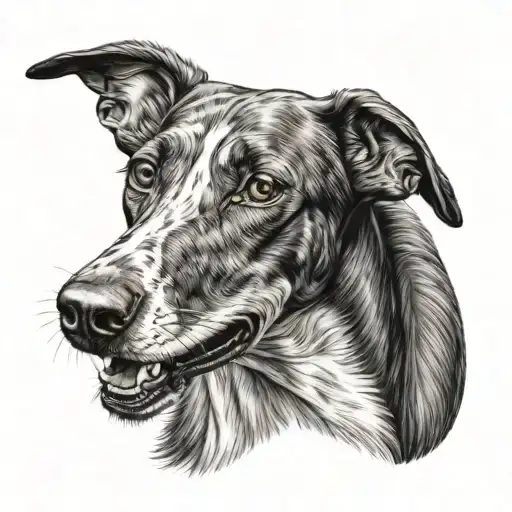 Muzzle Dog Breed Russian Greyhound In Dark Style Graphics