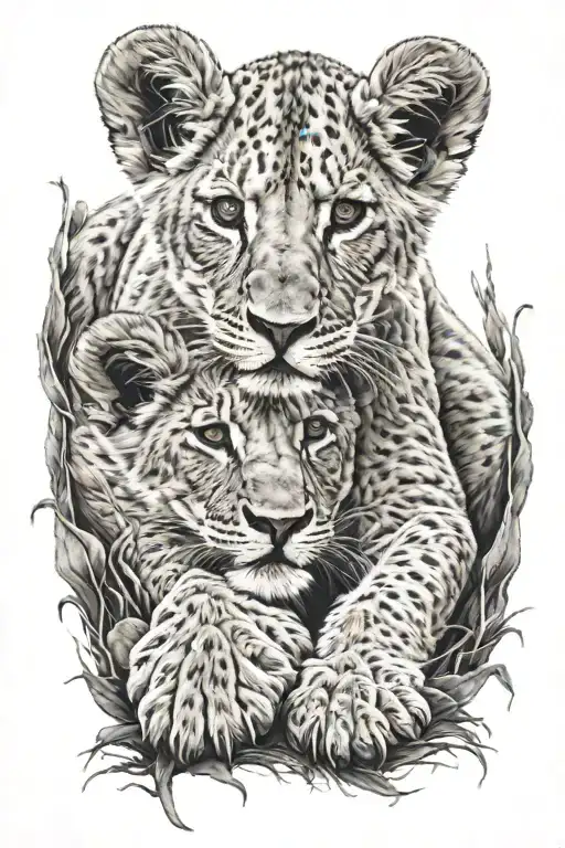 Lion Cubs Laying On Top Of Eachother