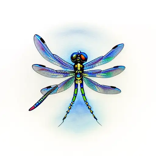 Dragonfly With Blue Flowers