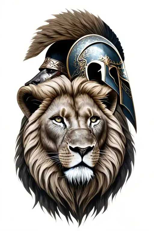 Lion And A Spartan Warrior