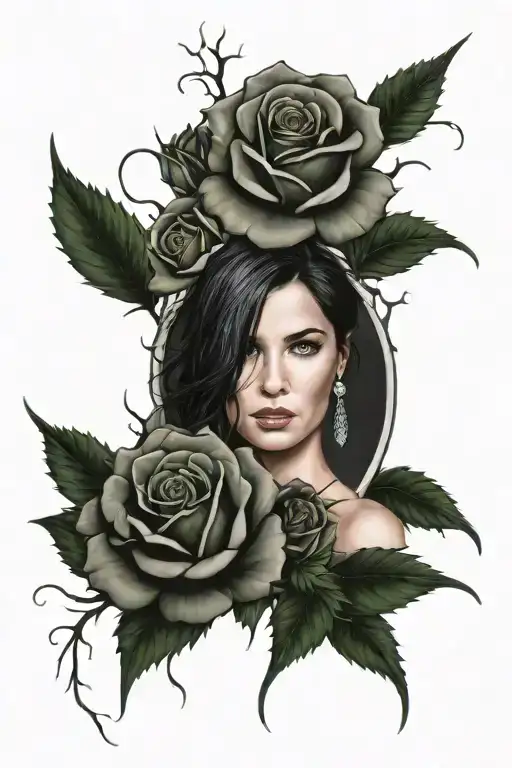 Katrina With Roses And Thorns In Color