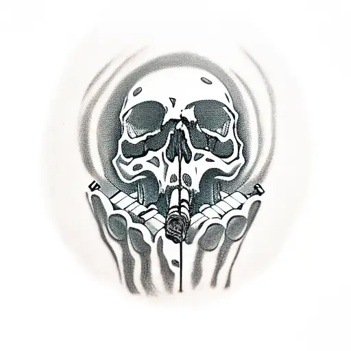 Skull With A Cigarette Looking Sideways