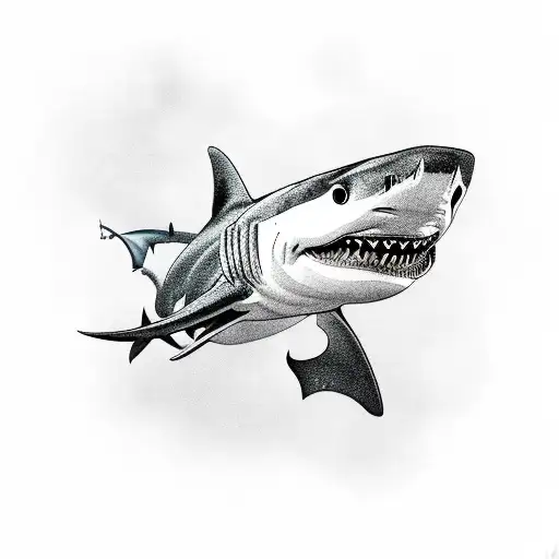 A Realistic Portrait Of A Shark With Gaming Elements