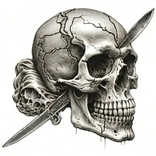 Skull With Knife Piercing