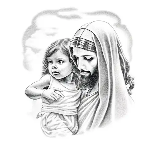 Jesus Holding 2 Children