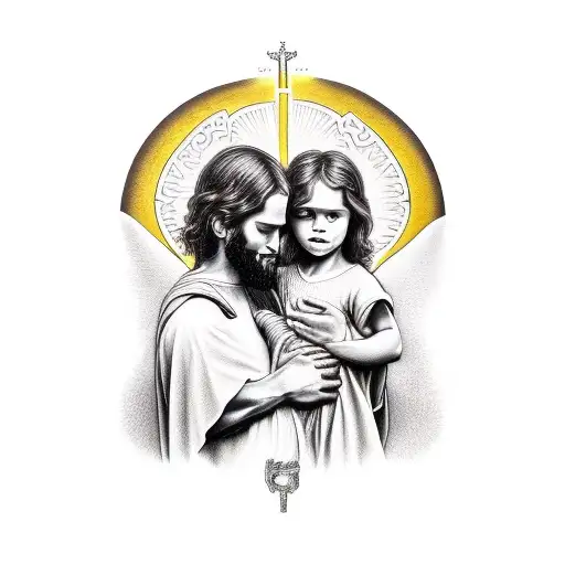 Jesus Holding 2 Children