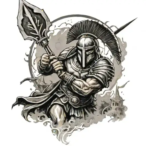 Spartan Warrior Holding A Spear