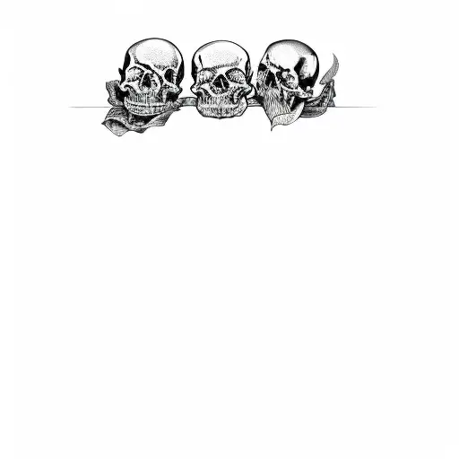 Three Skulls On A Black Background