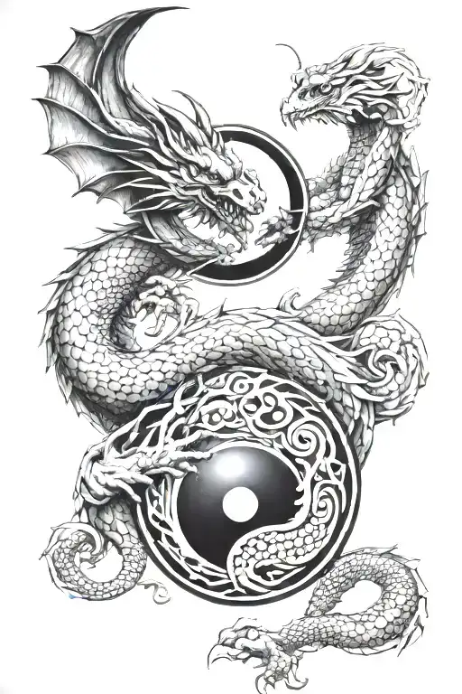 Dragons Arm Holding Yin And Yang Symbol For Forearm