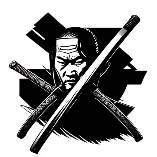 Samurai Face With Katanas