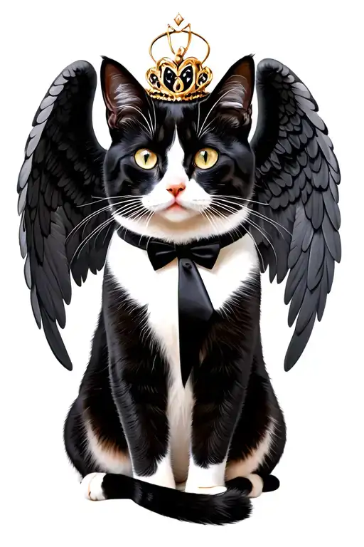 Tuxedo Cat Fantasy Goddess Angel