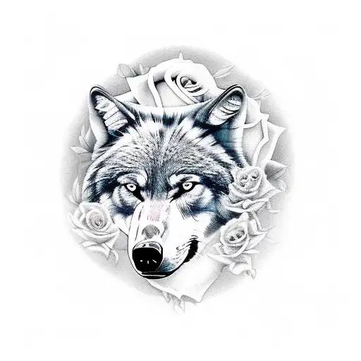 Wolf Bear Moon Roses