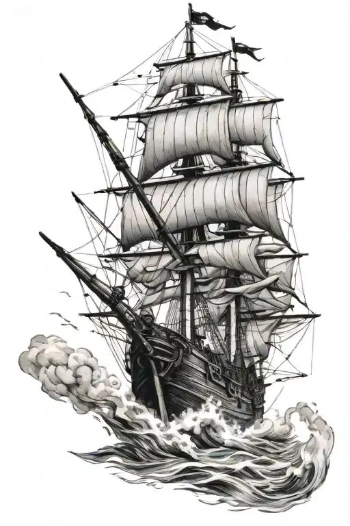 Pirate Ship Fighting Smaller Vessels