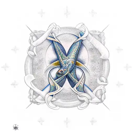 A Cross Incorporating The Pisces Sign