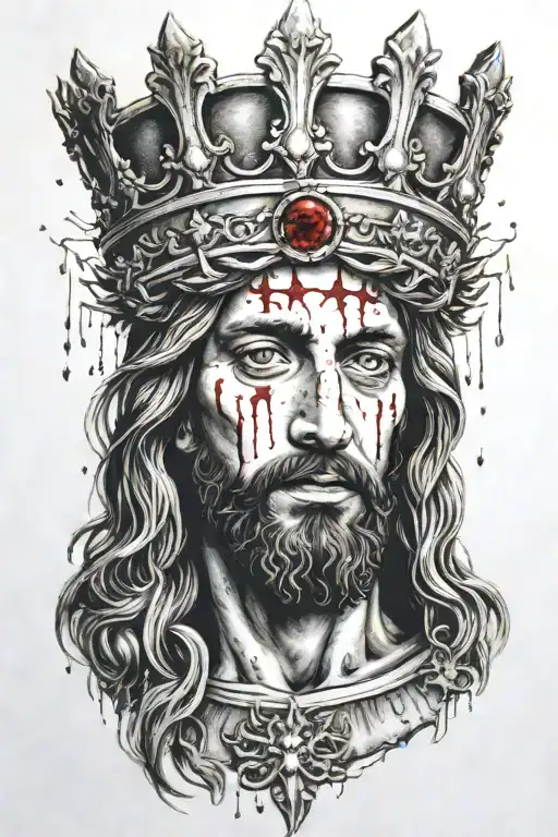 Jesus Face With Blood And A Crown