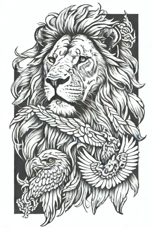 Lion With Eagle And Jesus Christ