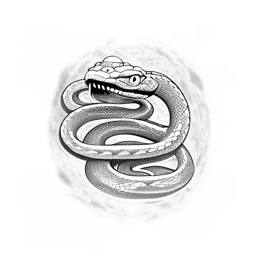 An Angry Snake That Starts On The Arm And The Head Ends On The Man's Chest