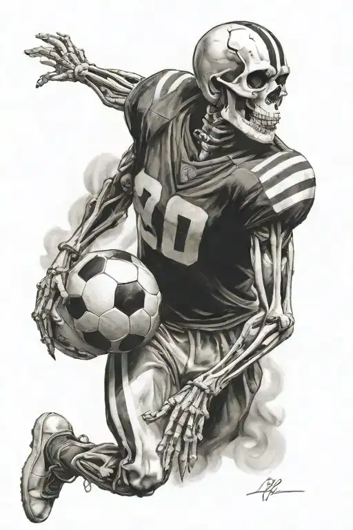 Skeleton And Football Player