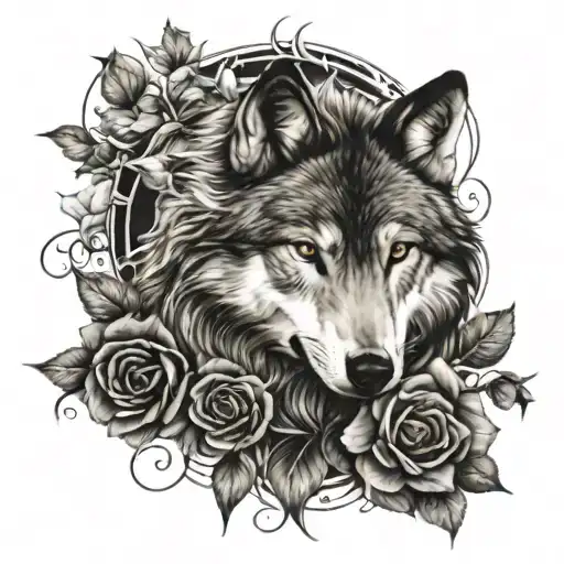 Wolf Blended By Roses