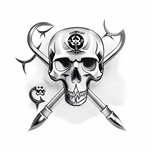 A Fishing Hook With A Skull And Crossbones Design