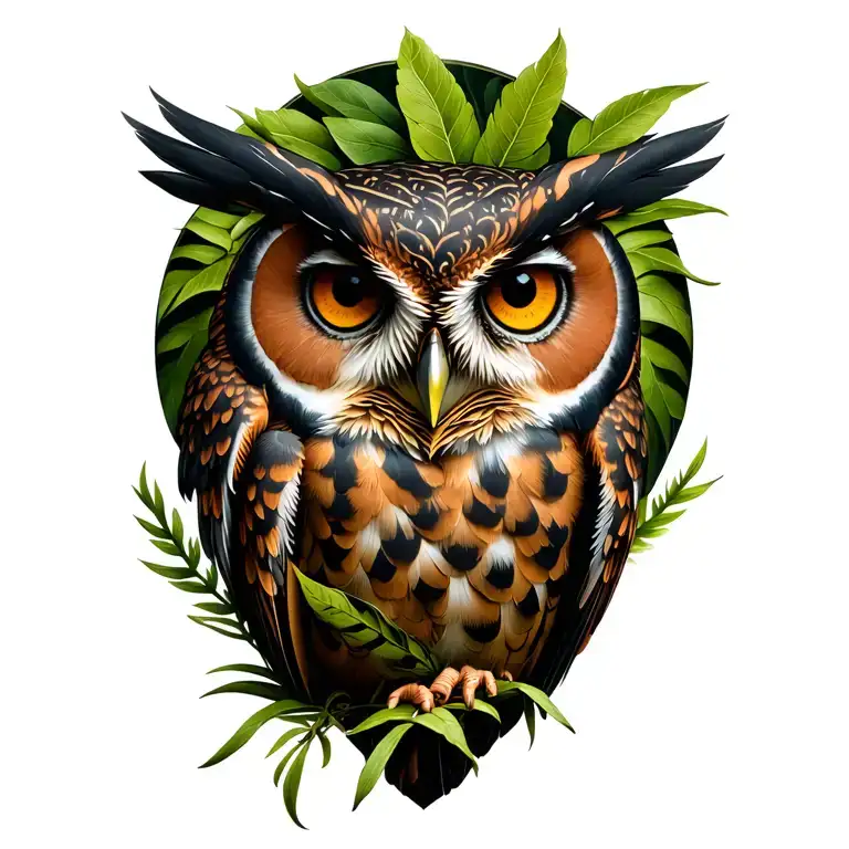 Owl Surrounded By Plants