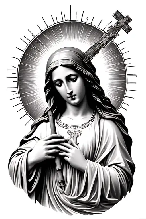 Virgin Mary Holding Cross