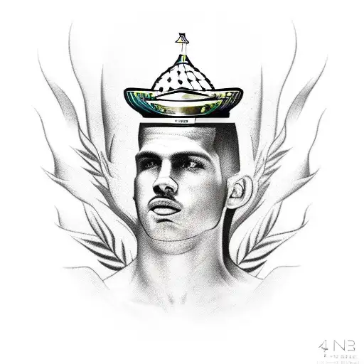 A Realistic Portrait Of A Fluminense Football Player Holding The Libertadores Of America Trophy