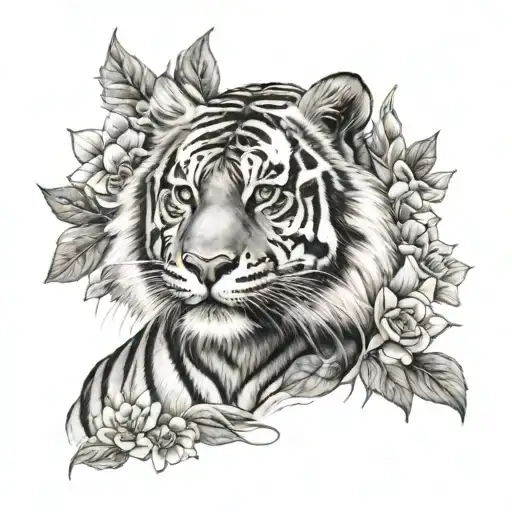 Tiger And Flower