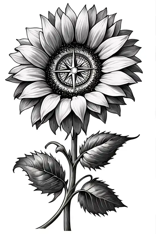 Sunflower With Compass Rose And Triscle