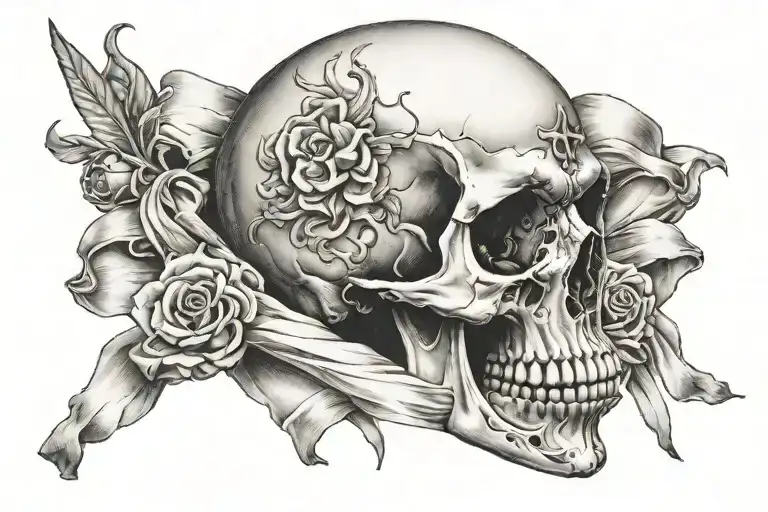 Skull Behind Banner