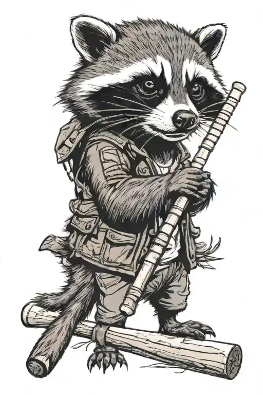 Racoon Negan Holding A Baseball Bat