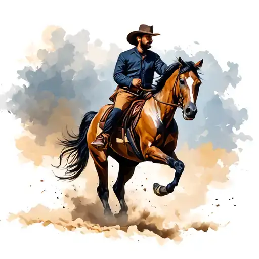 Horseman Riding On A Horse Galloping