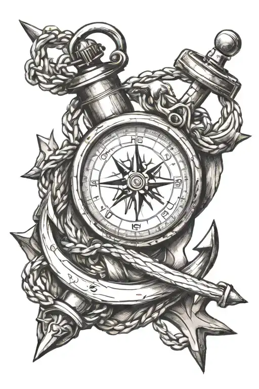 Compass And Anchor Intertwined