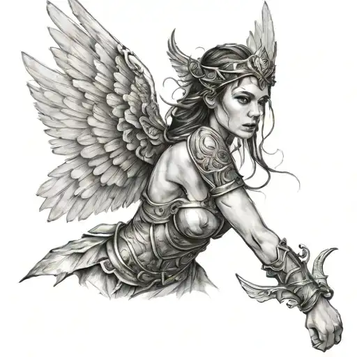 Warrior Girl With Wings