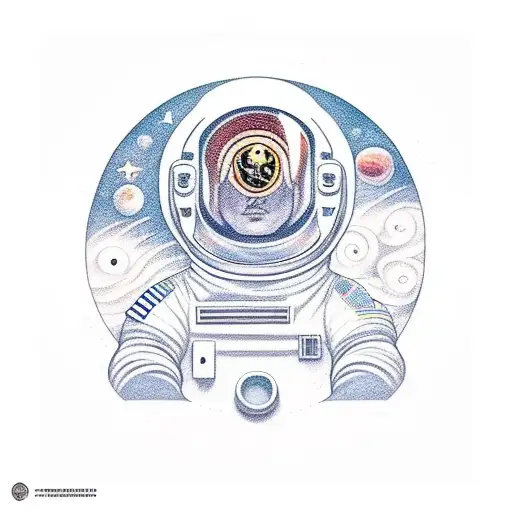 A Meditating Astronaut Surrounded By Celestial Beings