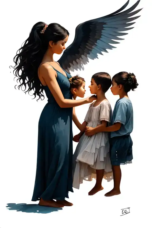 Mother With Son And Daughter