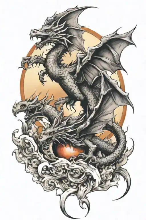 Dragon And Phoenix Rising Sun