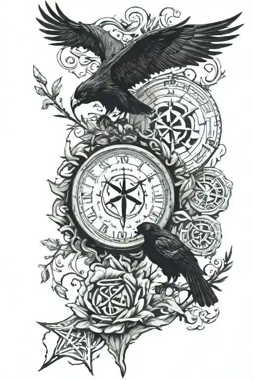 Madder On The Forearm With Runes In Old Russian And Raven