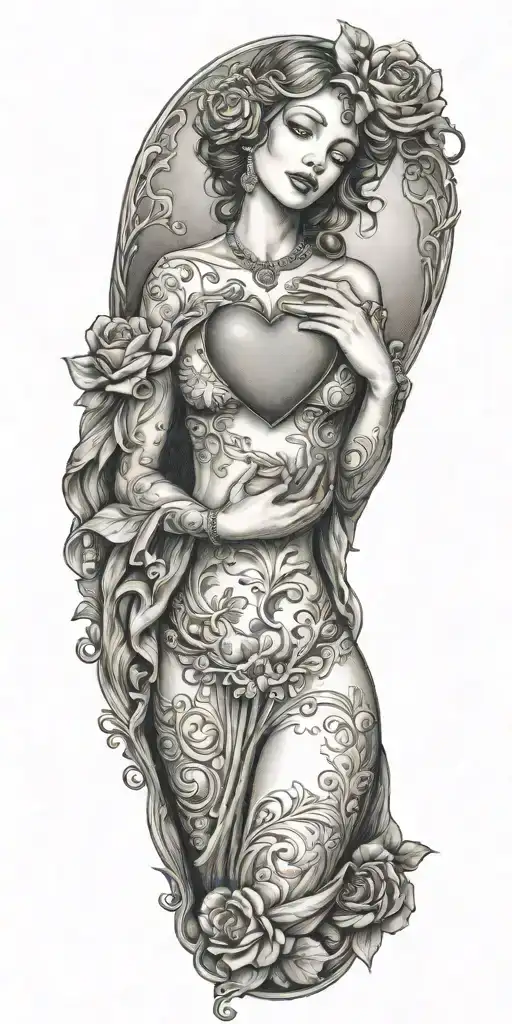 Woman And Love Heart