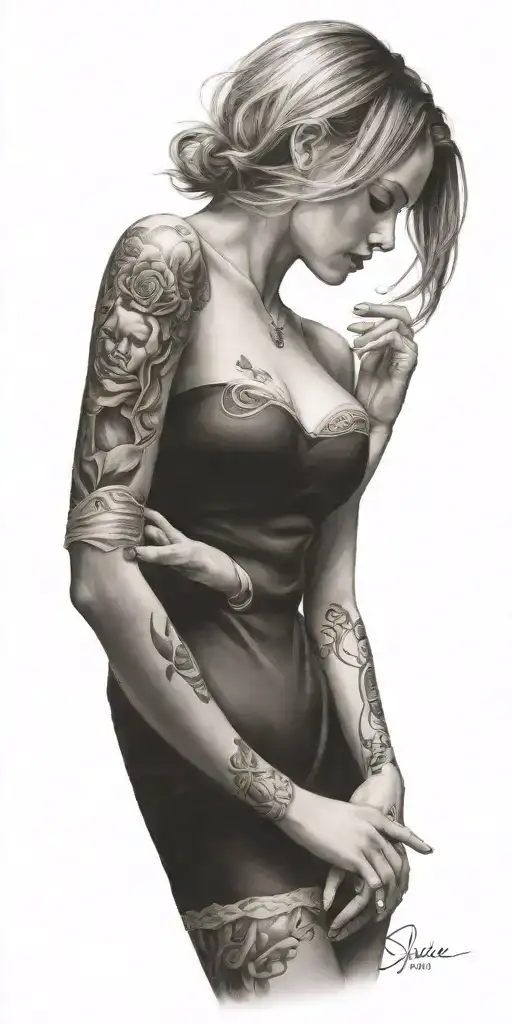 Woman And Love Heart