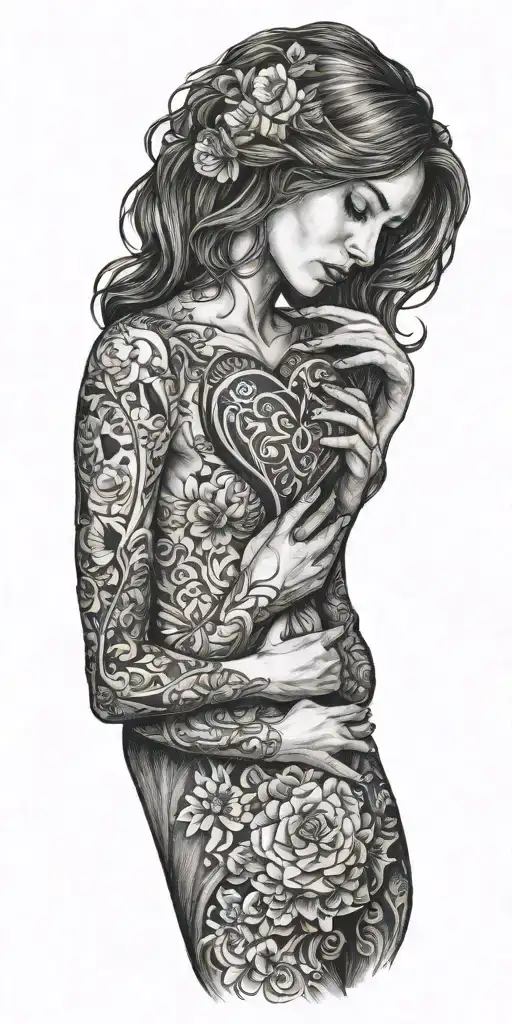 Woman And Love Heart