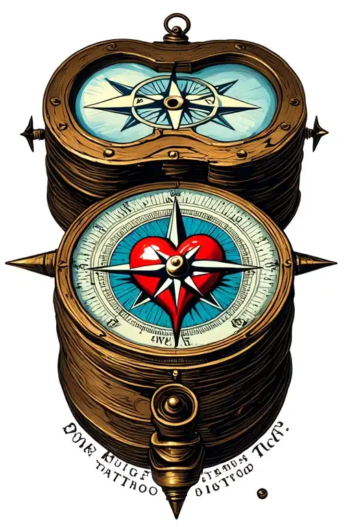 1880S Style Compass With Heart In Center