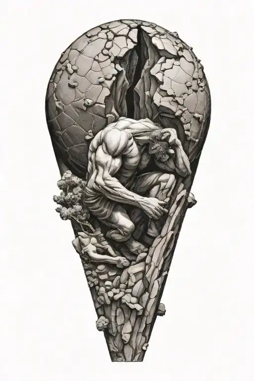 Myth Of King Sisyphus Pushing A Boulder Uphill Fibonacci Spiral