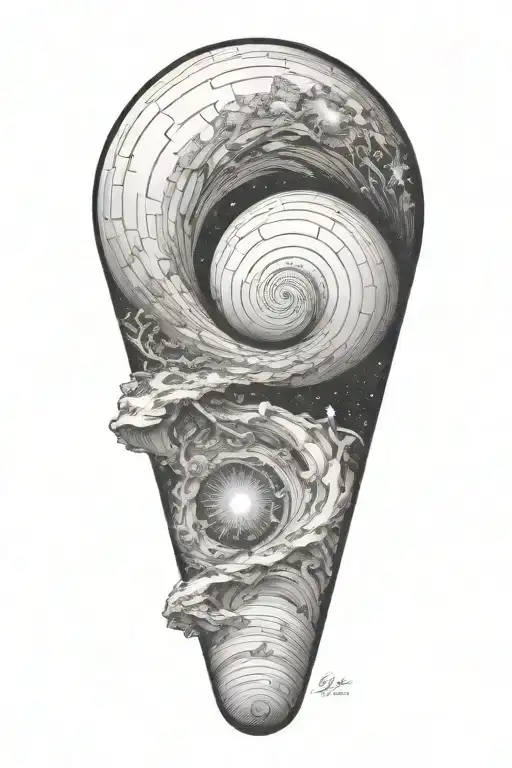Sisyphus And Fibonacci Spiral Galaxy Filled With Stars