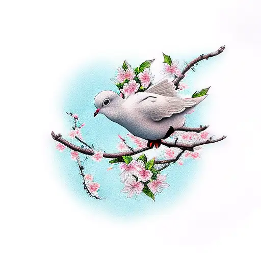 Dove And Cherry Blossoms